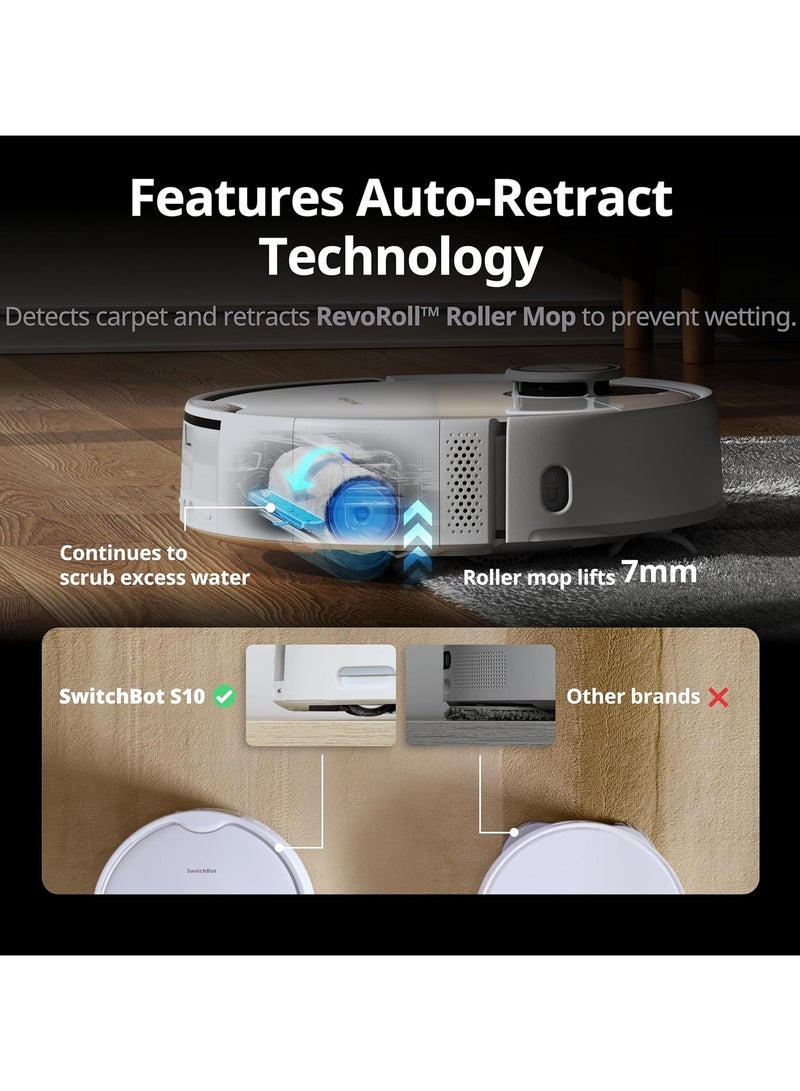 S10 Robot Vacuum and Mop with Dual Stations, Self Draining and Self Refilling, Auto Mop Washing/Drying, Liftable Mop, 6500Pa Suction, Self Emptying for 70 Days Hands-Free Cleaning