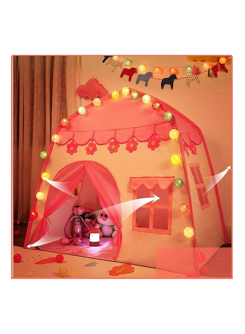 Princess Tent with Ball Light for Kids Indoor Outdoor Games,Pink