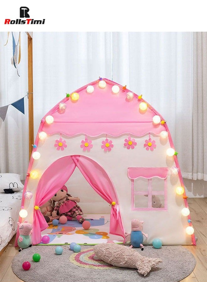 Princess Tent with Ball Light for Kids Indoor Outdoor Games,Pink