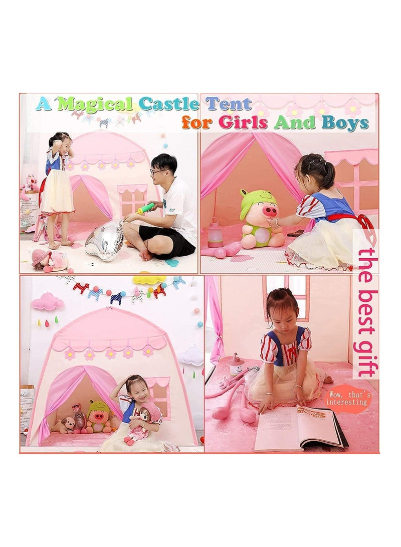 Princess Tent with Ball Light for Kids Indoor Outdoor Games,Pink