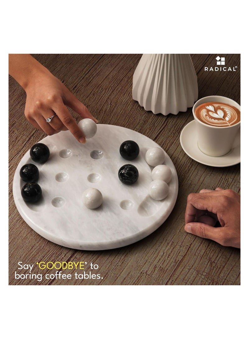 Marble Tic Tac Toe Game White & Black 10