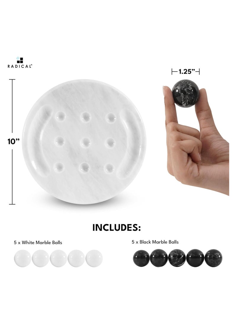 Marble Tic Tac Toe Game White & Black 10