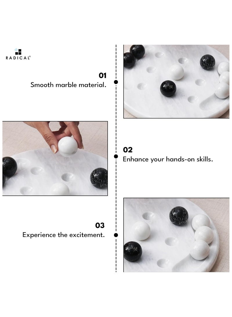 Marble Tic Tac Toe Game White & Black 10