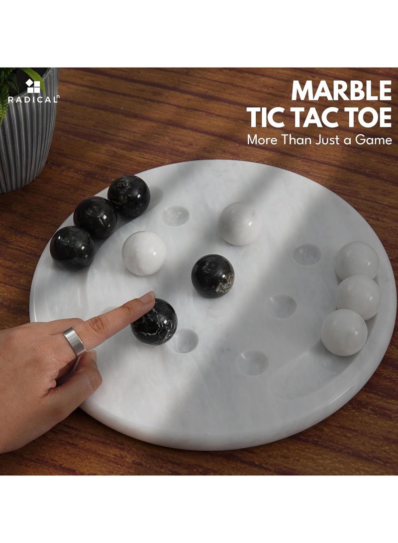 Marble Tic Tac Toe Game White & Black 10