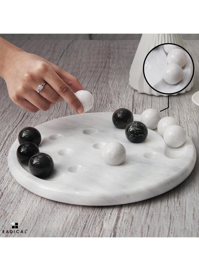 Marble Tic Tac Toe Game White & Black 10