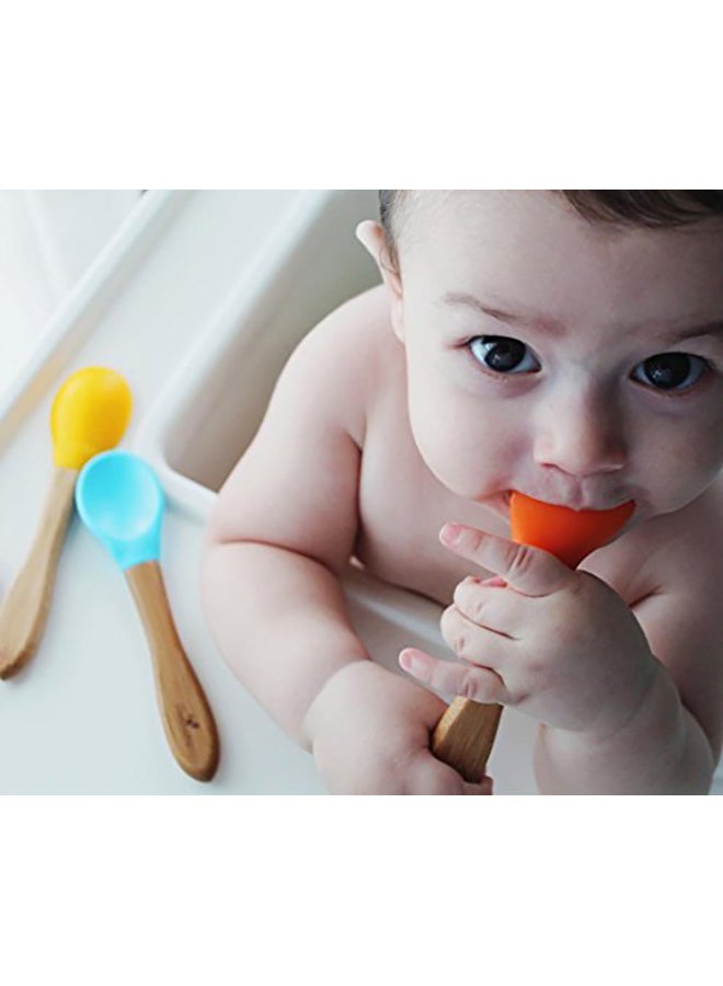 Baby Feeding Bamboo Spill Proof Stay Put Suction Divided Plate With Baby Spoon