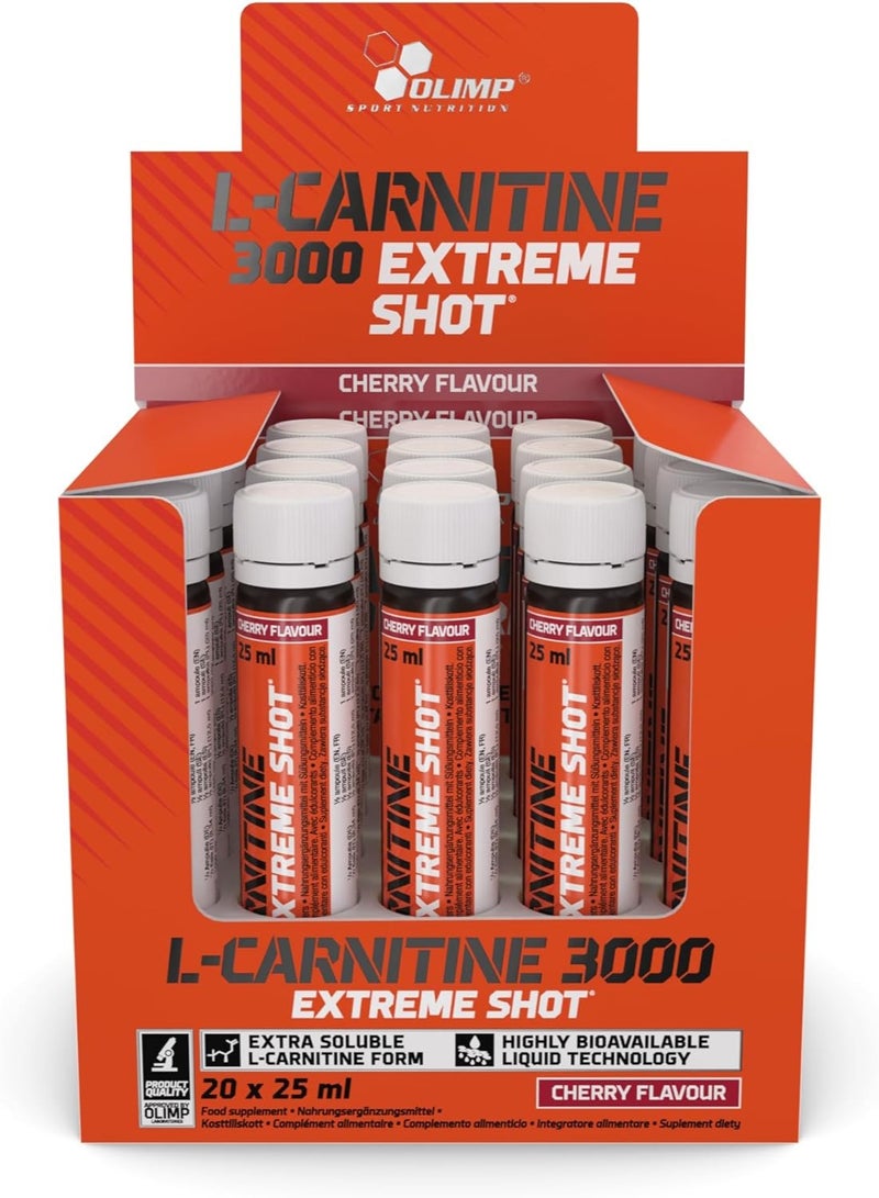 Olimp L-Carnitine 3000 Extreme Shots Cherry Flavour Pack of 20 Ampoules