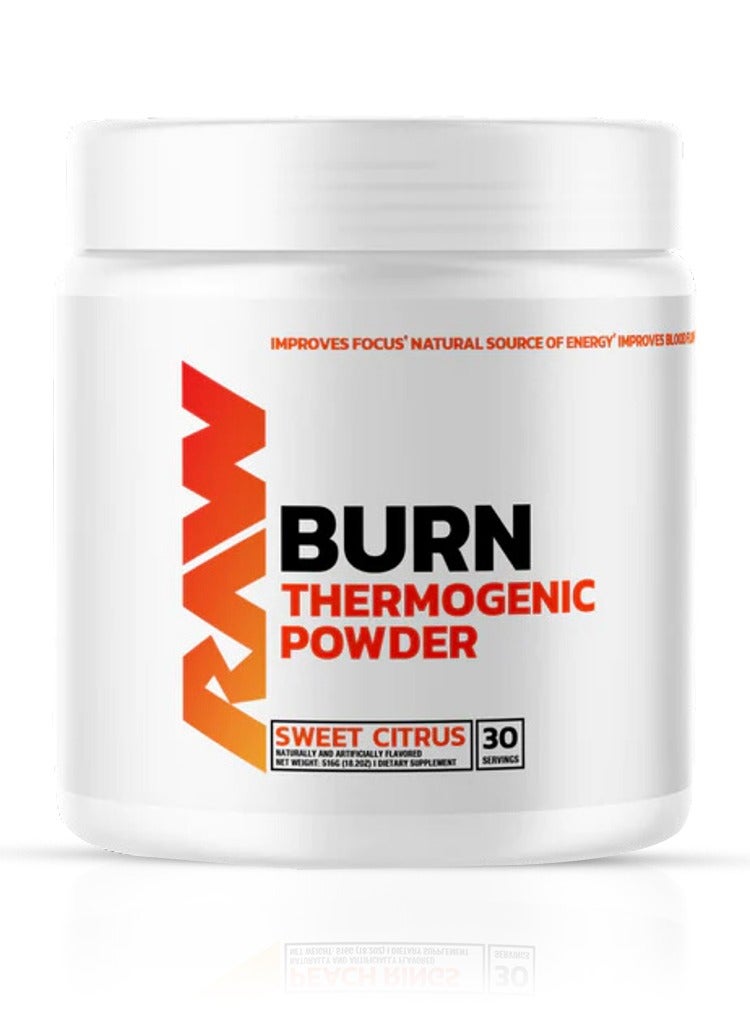 RAW Burn Thermogenic Powder - Sweet Citrus Flavor, 516g