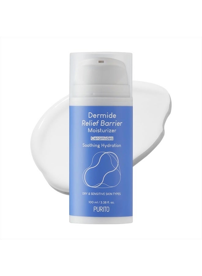 Dermide Relief Barrier Moisturizer 100ml / 3.38 fl. oz. vegan and cruelty free, relieving moisturizer, soothing, calming, safe ingredients, protective barrier