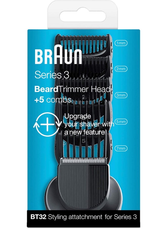 Series 3, Beard Trimmer Head And 5 Combs. Series 3 Black