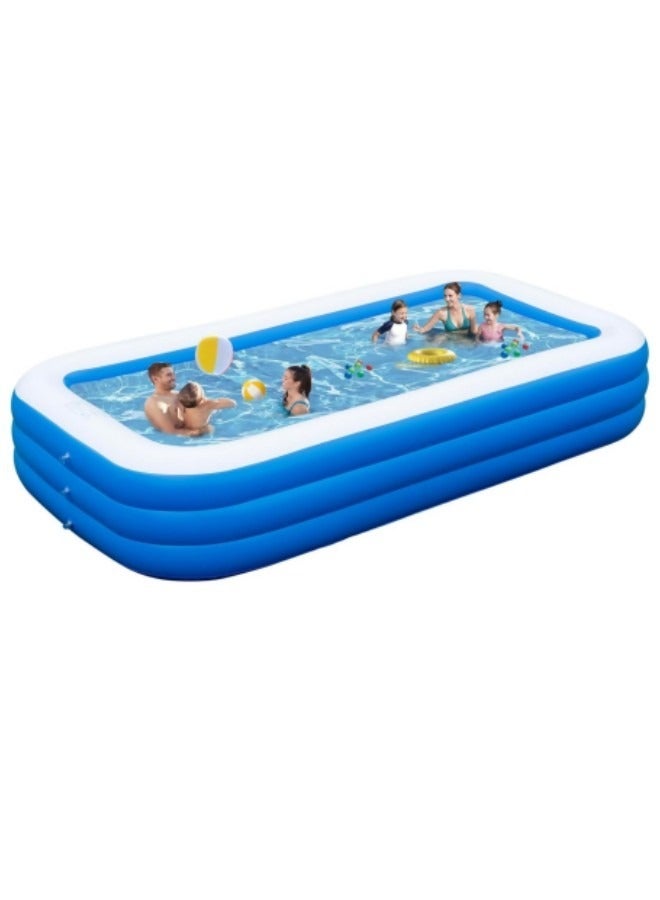 Inflatable Swimming Pool,Inflatable Pool for Kids and Adults,Oversized Thickened Family Swimming Pool,3-layer Blue and White Inflatable Swimming Pool, 210*140*60cm