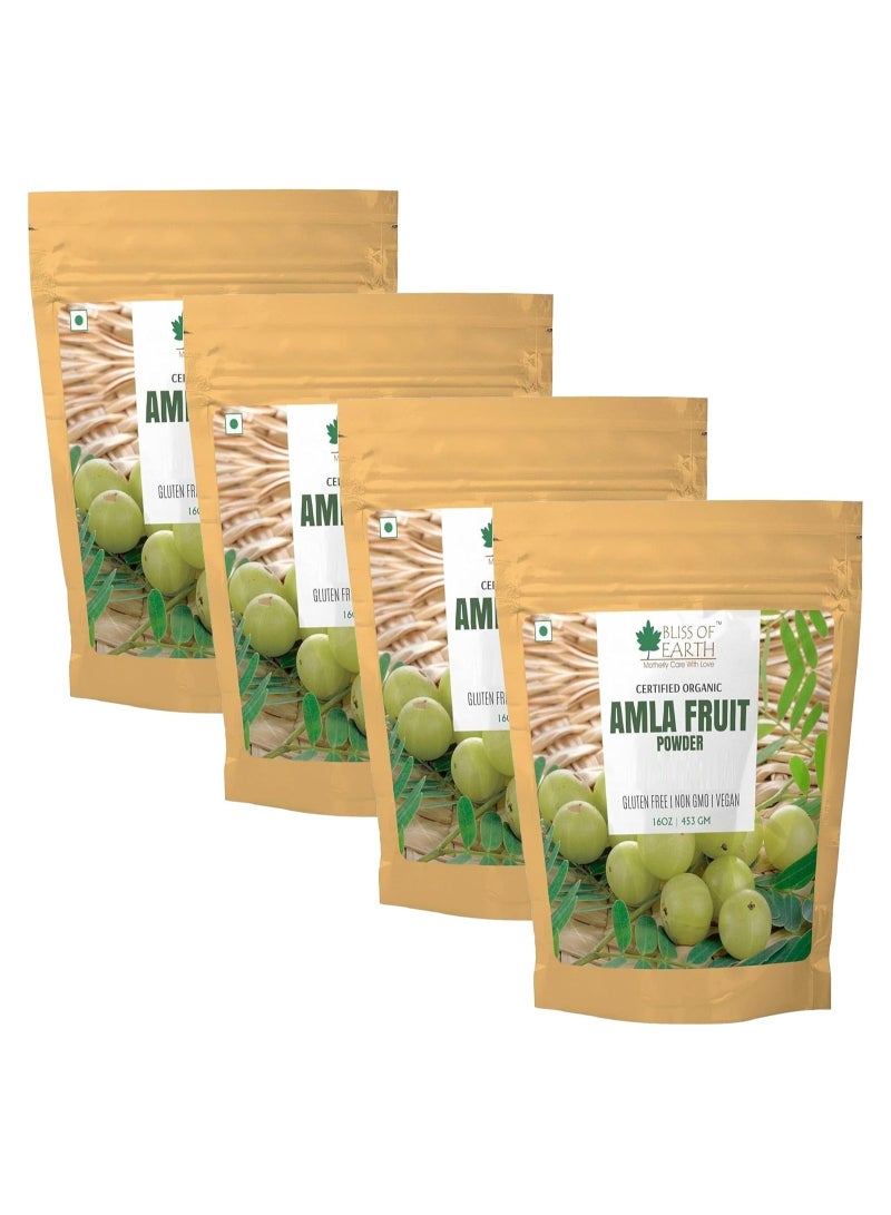 100% Pure Natural AMLA Powder 453GM Indian Gooseberry Great For Hair Conditioning and Hair Coloring Mixture Natural Vitamin C and Antioxidants Pack of 4