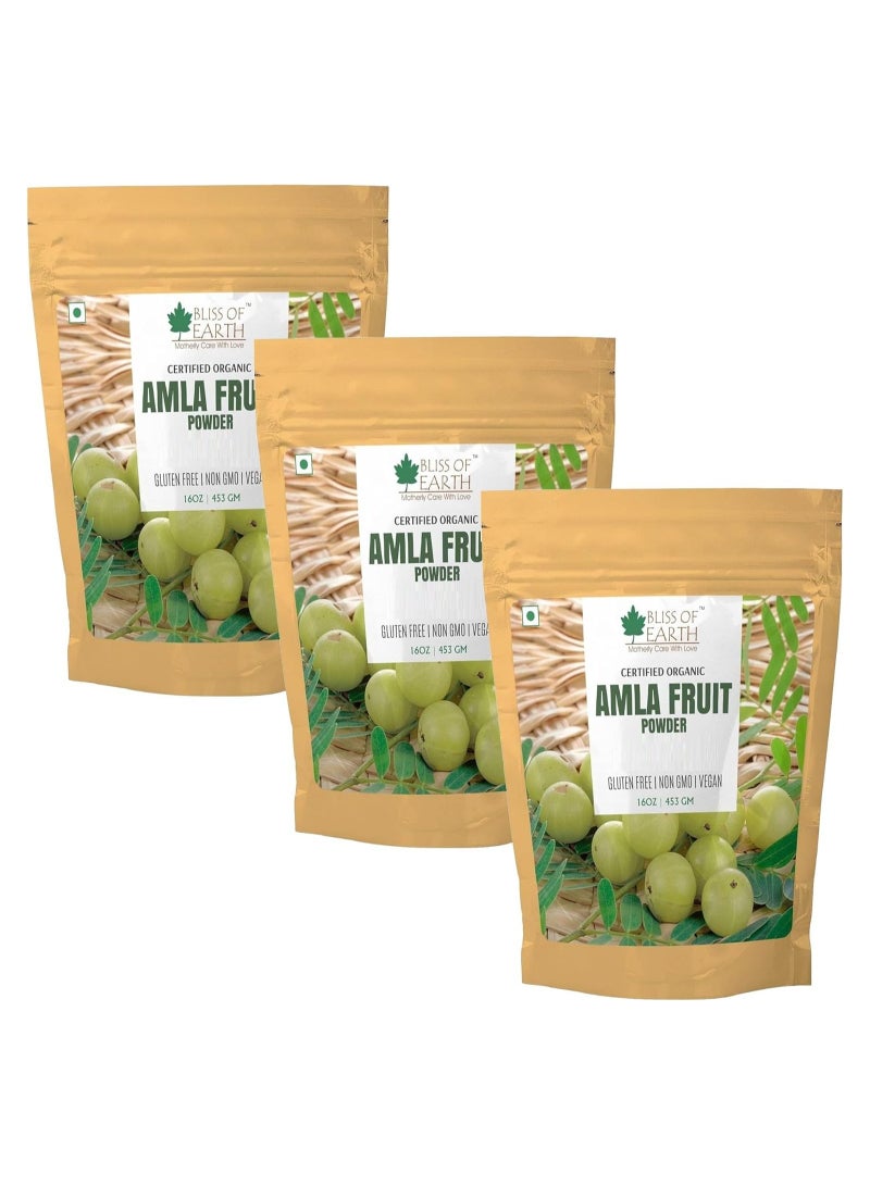 100% Pure Natural AMLA Powder 453GM Indian Gooseberry Great For Hair Conditioning and Hair Coloring Mixture Natural Vitamin C and Antioxidants Pack of 3