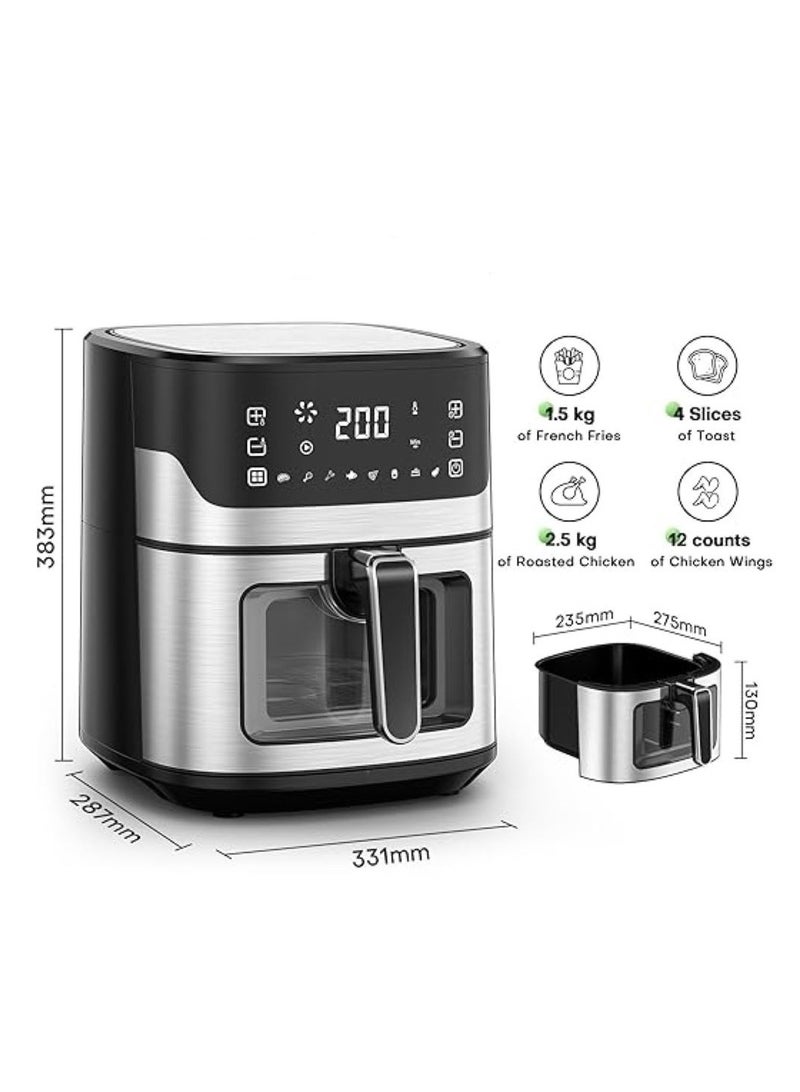 Air Fryer for Home - 8.3 Litre with LCD Digital Touch Panel & Visual Window, Uses 95% Less Oil