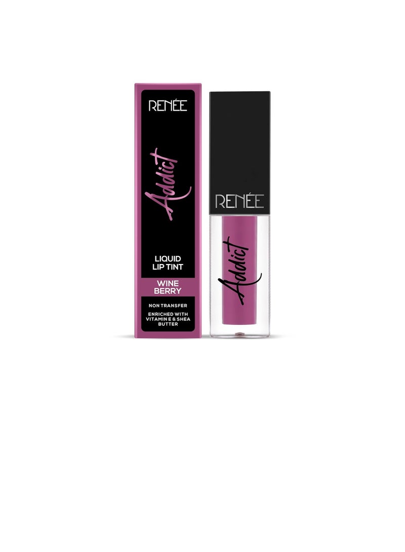 RENEE Addict Liquid Lip Tint Water and Smudge proof  non transfer Long Lasting Matte Finish  Enriched With Vitamin E  Vegan Wine Berry 2ml