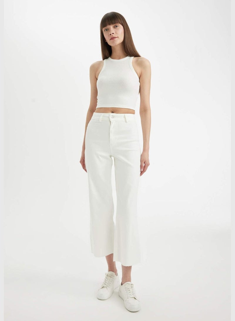 Culotte Fit Cut Tip Woven Trousers