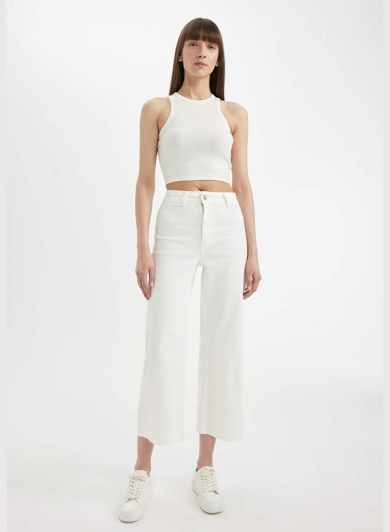 Culotte Fit Cut Tip Woven Trousers