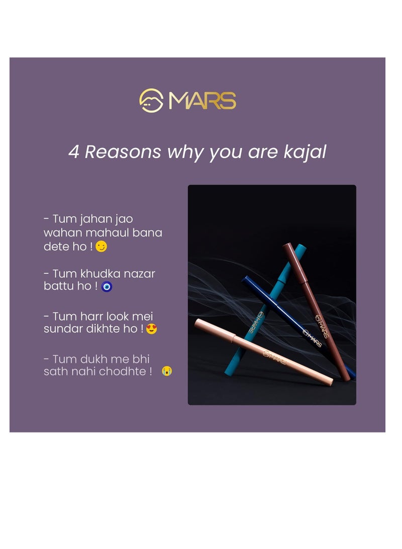 MARS Won't Smudge Won't Budge Smooth Glide Matte Kajal Pencil  Long Stay and Waterproof1.4G   07 Desert Dust Assorted Brown