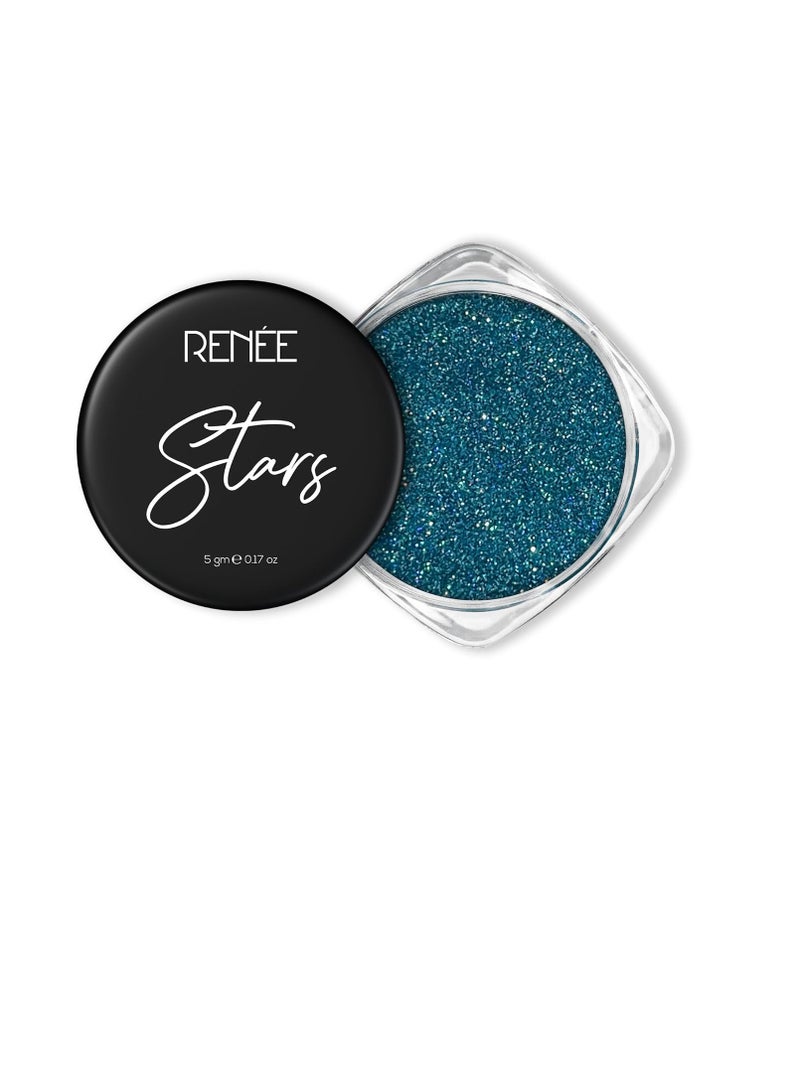 RENEE Stars Face and Body Glitter Blue 5 Gm SafeSkin Friendly Cruelty Free Light Reflecting Sparkle  Long Lasting  Lightweight Makeup Look for Parties Music Festival  Easy to Apply and Remove