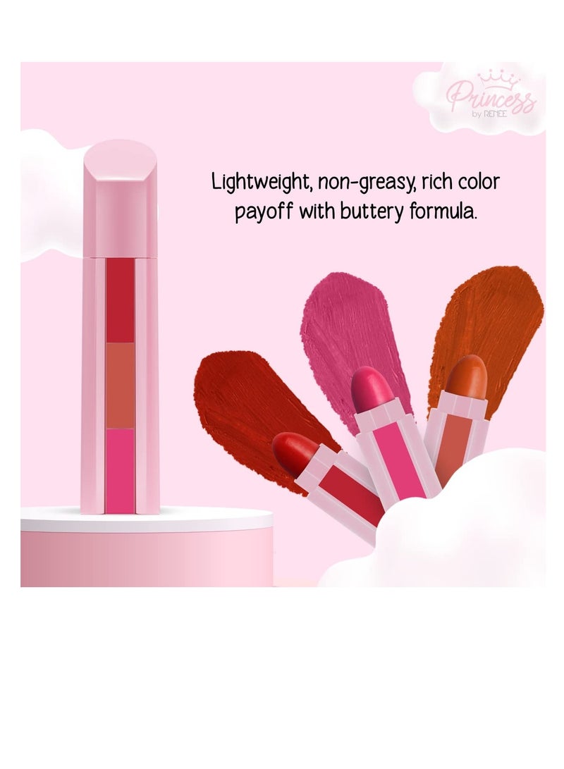 RENEE Princess Candy 3 in 1 Lipstick for Pre teen Girls 4.5gm  Lightweight Rich Buttery Matte Texture  Compact and Travel Friendly Cruelty Free andVegan