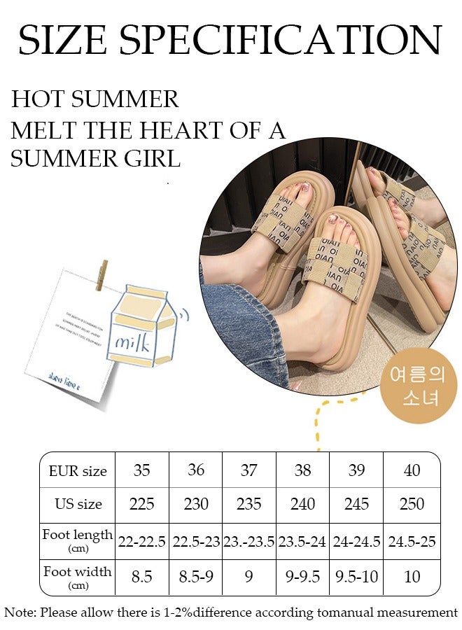 Women's Summer Walking Sandals Air Cushion Support Platform Open Tole Slippers Comfortable Casual Wedge Sandals with Non-slip Soles Thick Sole Beach Slippers Indoor and Out Door
