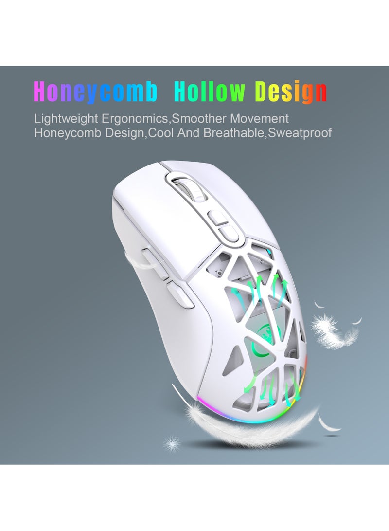 HXSJ New T26 Dual-Mode Wireless Mouse RGB Backlight 4800dpi built-in 650mAh rechargeable battery BT5.1