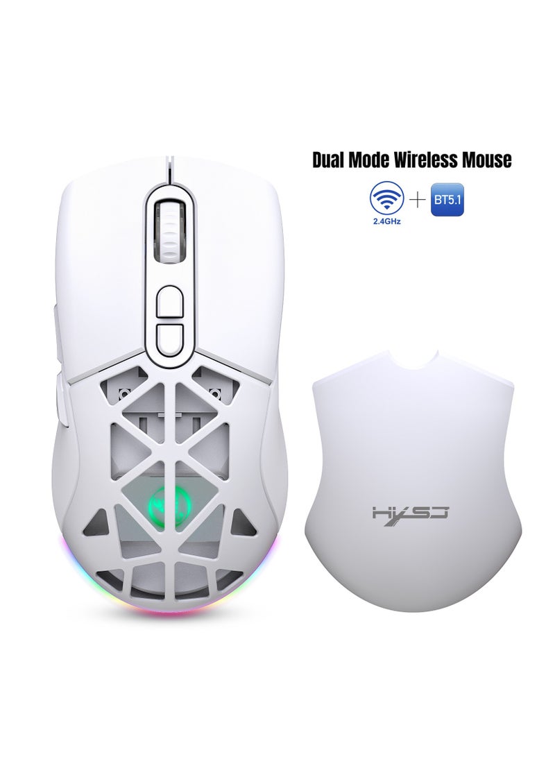 HXSJ New T26 Dual-Mode Wireless Mouse RGB Backlight 4800dpi built-in 650mAh rechargeable battery BT5.1