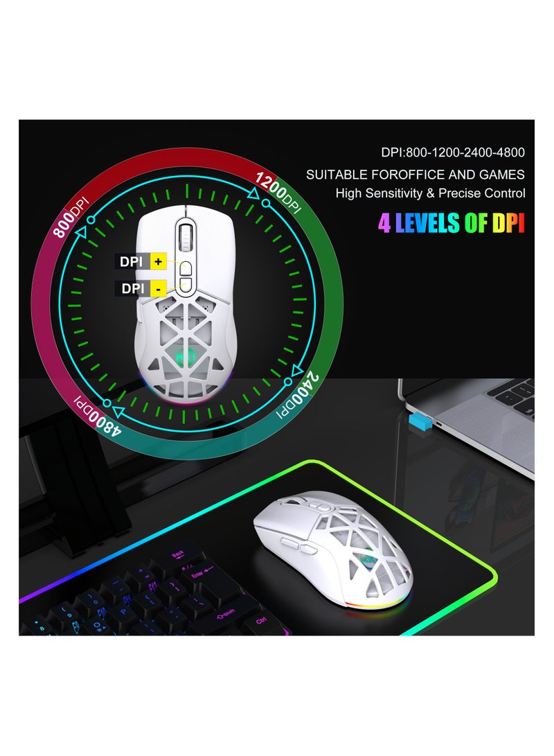 HXSJ New T26 Dual-Mode Wireless Mouse RGB Backlight 4800dpi built-in 650mAh rechargeable battery BT5.1