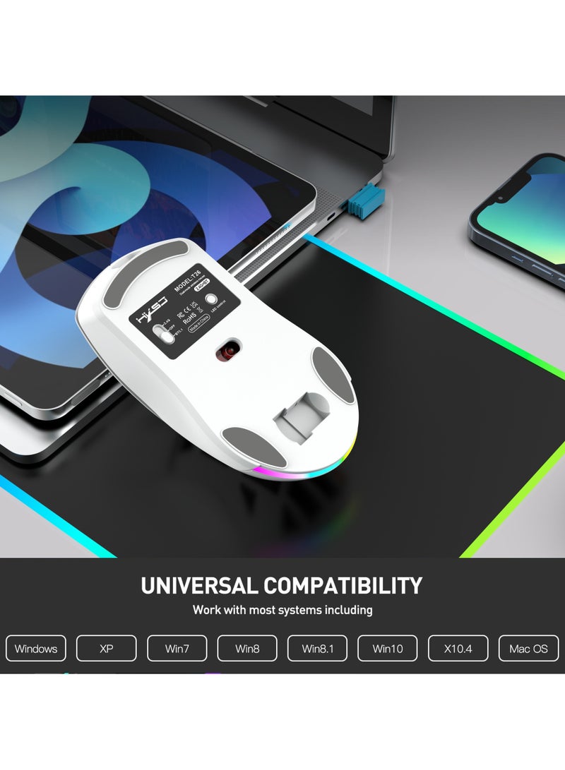 HXSJ New T26 Dual-Mode Wireless Mouse RGB Backlight 4800dpi built-in 650mAh rechargeable battery BT5.1