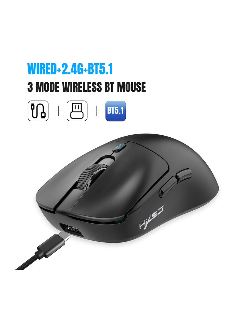 HXSJ T68 Three mode game mouse  Sensor PAW3311  Connection mode Wired+2.4G+BT5.1  Rate of return  125-250-500-1000Hz Default 1000Hz BLACK