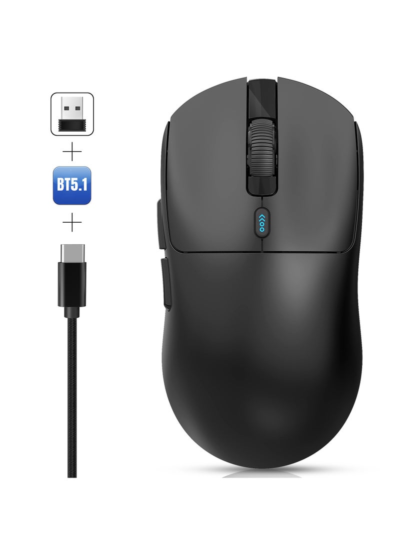 HXSJ T68 Three mode game mouse  Sensor PAW3311  Connection mode Wired+2.4G+BT5.1  Rate of return  125-250-500-1000Hz Default 1000Hz BLACK