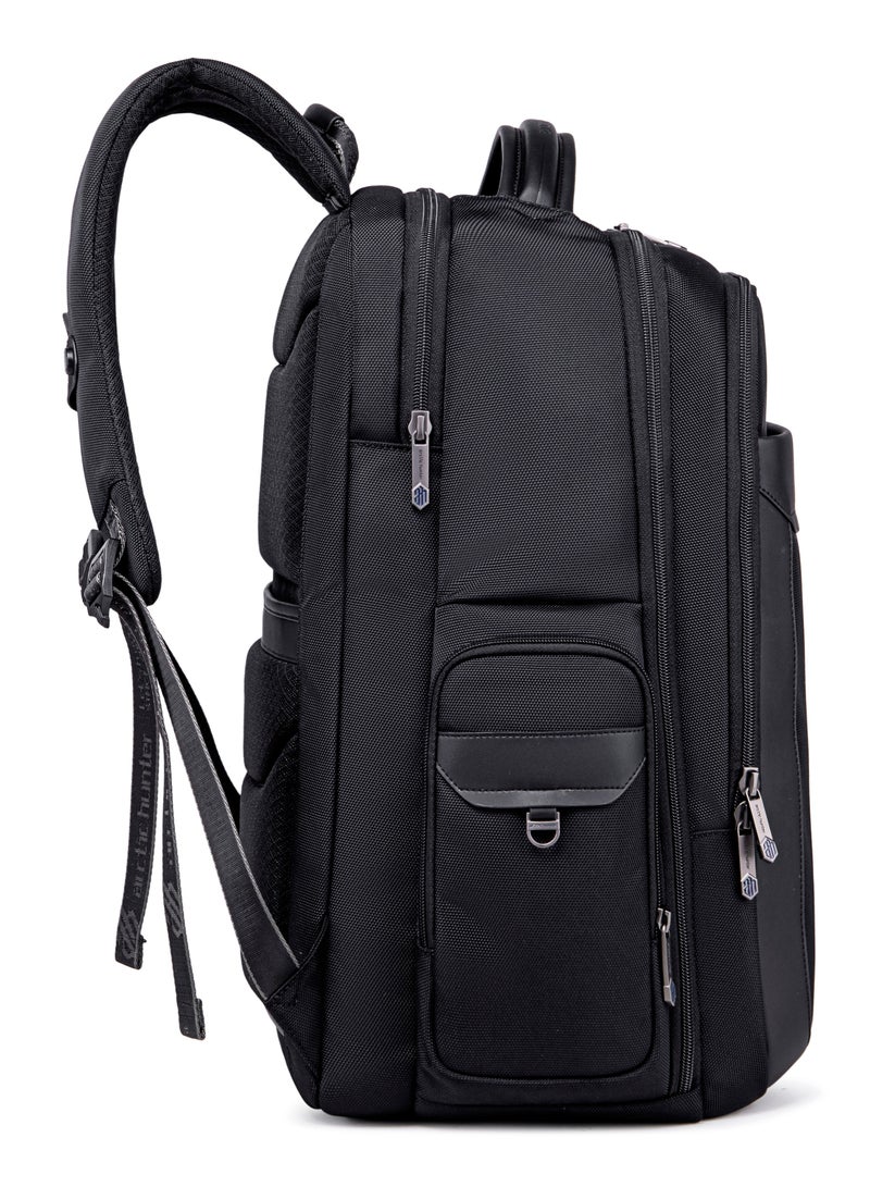 Water Resistant Lightweight Laptop Backpack with USB Headphone Jack for Men and Women to Office Casual Travel B00544 Black