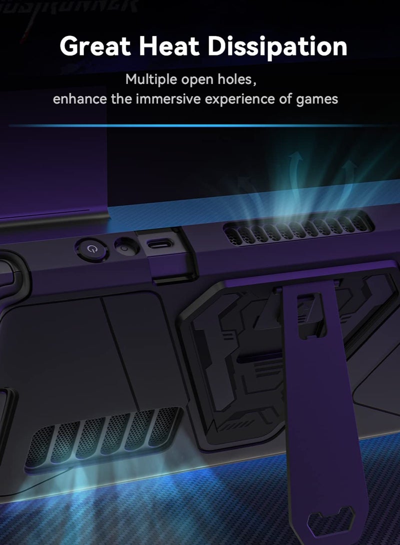 Protective Case for Steam Deck with Kickstand, Accurate Cutouts TPU Cover for Steam Deck, Anti Slip Comfort Shockproof Protector Grip Shell for Steam Deck Black