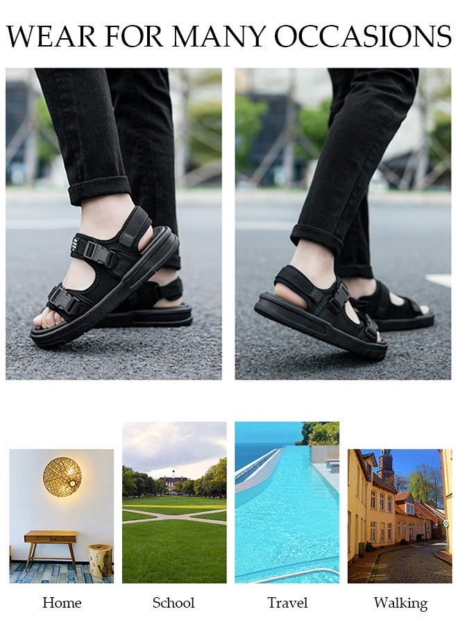 Men's Sandals Lightweight Slide Sandal with Non-slip Soles Thick Sole Beach Sandal Open Toe Breathable Slip-on Sandal House Flat Sandal for Indoor and Outdoor