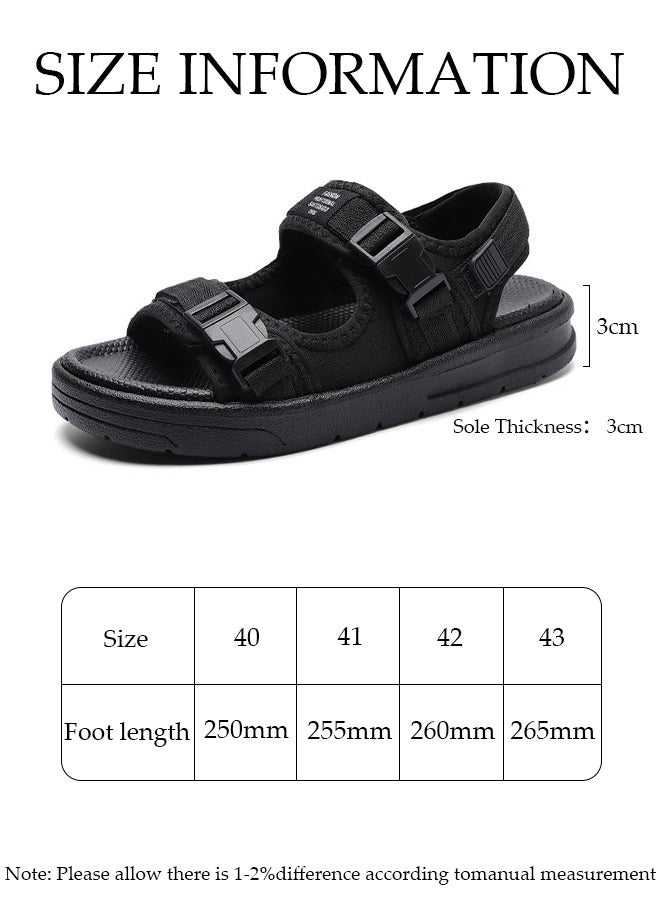 Men's Sandals Lightweight Slide Sandal with Non-slip Soles Thick Sole Beach Sandal Open Toe Breathable Slip-on Sandal House Flat Sandal for Indoor and Outdoor