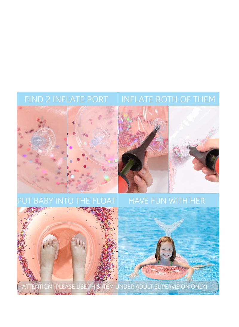 Baby Swimming Float Ring, Baby Inflatable Mermaid Pool Floatie Baby Water Float Infant Swim Pool Rings for 6 Months to 6 Years Age Kids with Sequins,Bathtub Toys Pool Accessories for Kids Toddlers.