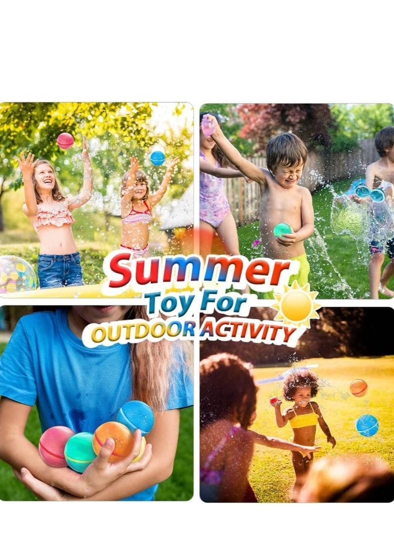 Reusable Water Balloons, Quick Fill Self Sealing, Summer Water Toys, Outdoor Toys, Pool Toys, Self-Sealing Water Ball for Kids Adults (6 Pcs)