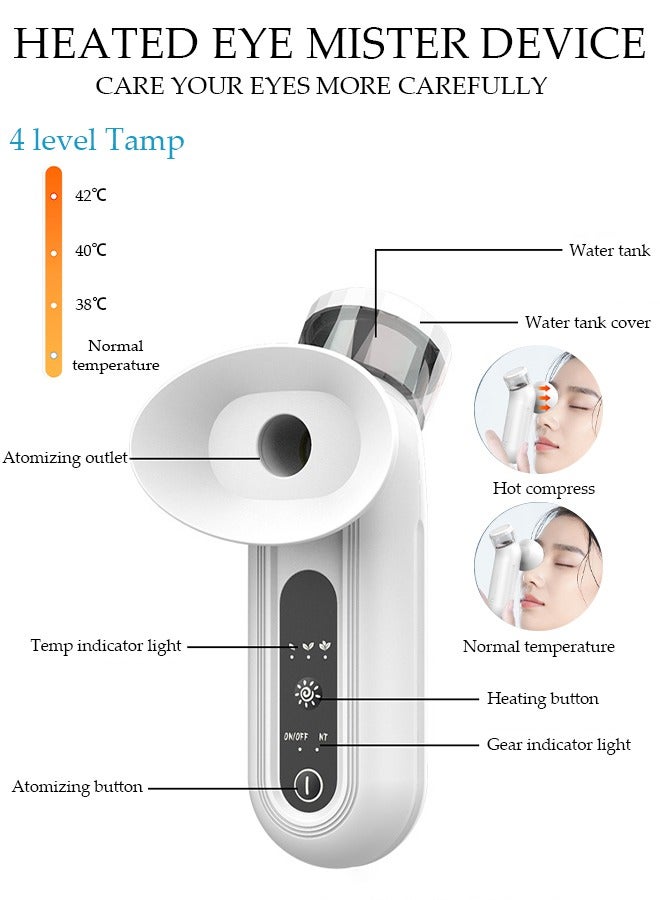 Heated Eye Mist Sprayer for Dry Eyes, Rechargeable Eye Mister with Moist Heat to Relief MGD, Blepharitis, Stye, Chalazion,Portable Heated Eye Steamer Humidifier for Eye Skin Care Women & Men in Office