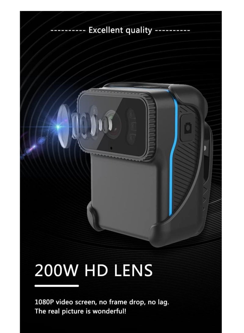Mini WIFI Body Camera Video Recorder, Wearable Police Body Cam with Night Vision, Body Worn Camera with Audio and Video Recording, Law Enforcement, Security Guard (64G Memory)