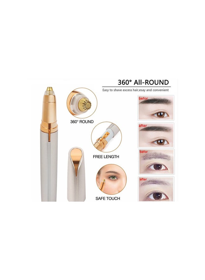 Eyebrow Trimmer With LED Light White/Gold 10.5x2.5x2.3cm