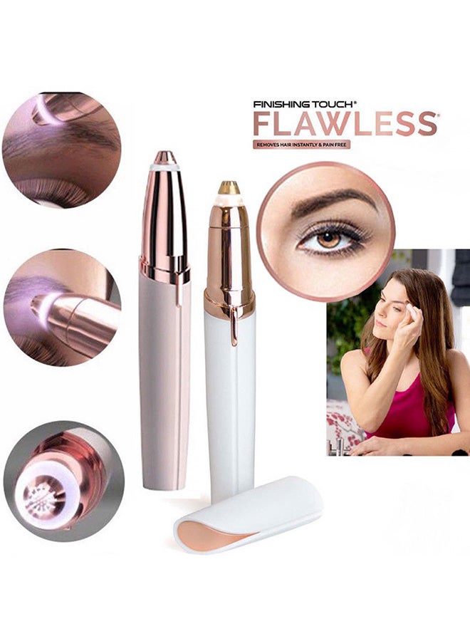 Eyebrow Trimmer With LED Light White/Gold 10.5x2.5x2.3cm