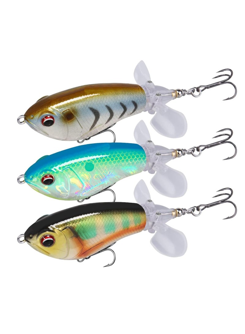 Water Fishing Lures with BKK Hooks, Whopper Fishing Lure for Freshwater or Saltwater, Floating Lure for Bass Catfish Pike, Fishing Wobble Surface Bass Baits Teasers Fishing Gifts for Men