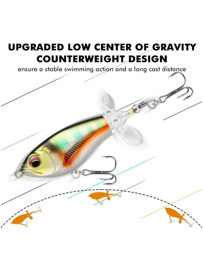 Water Fishing Lures with BKK Hooks, Whopper Fishing Lure for Freshwater or Saltwater, Floating Lure for Bass Catfish Pike, Fishing Wobble Surface Bass Baits Teasers Fishing Gifts for Men