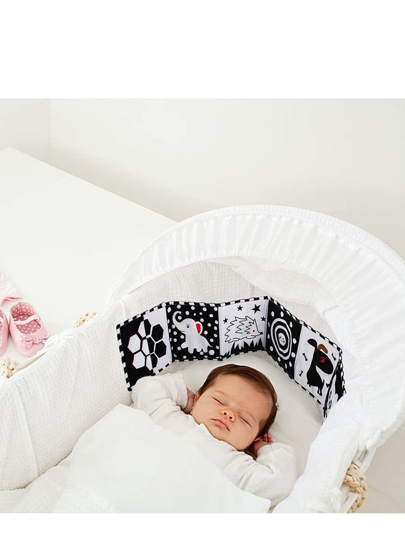 High Contrast Baby Cloth Book for Early Education, Infant Tummy Time Mat, Three Dimensional Can Be Bitten and Tear Not Rotten Paper 0 3 Years Old Baby Toys Black and White
