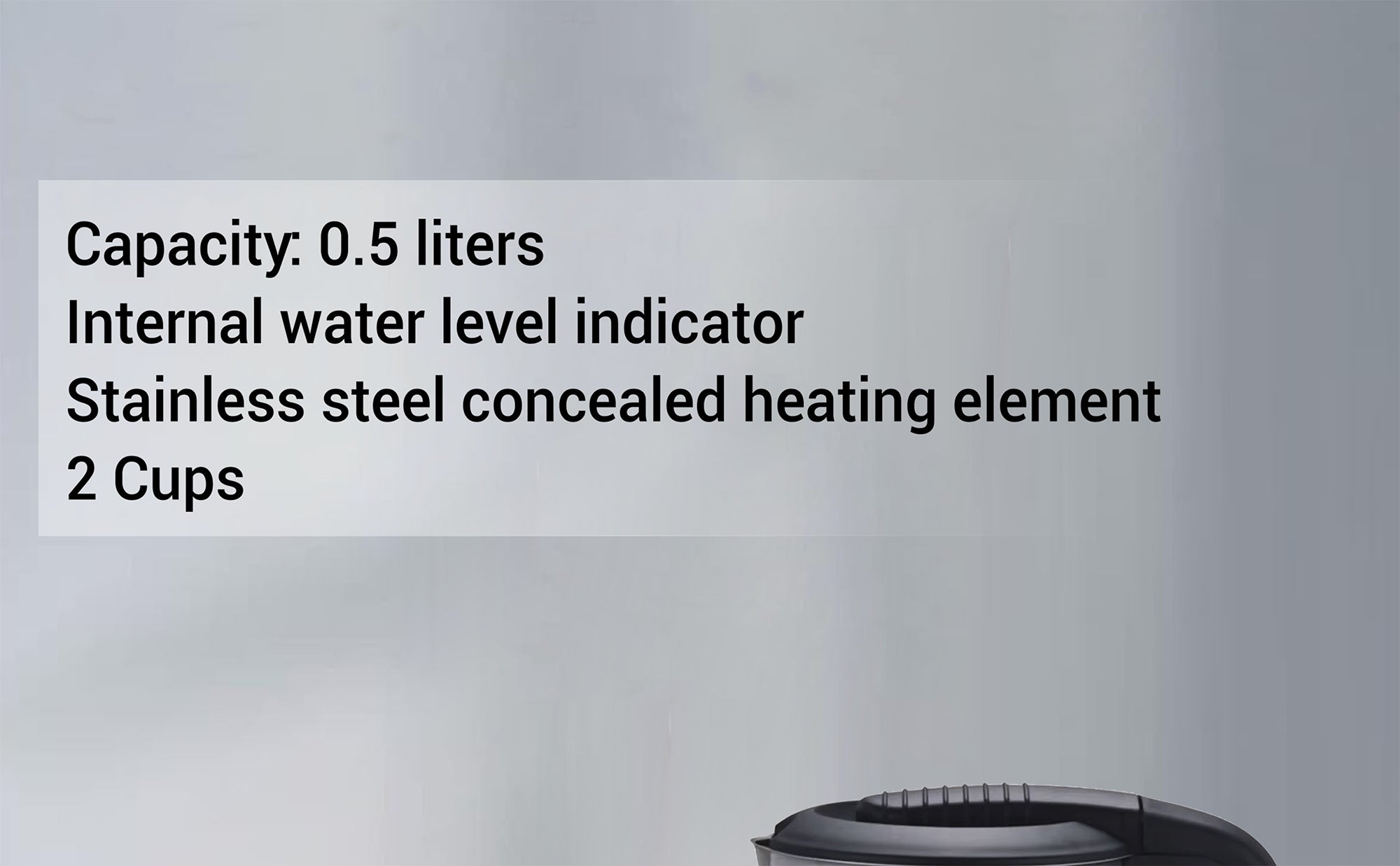 Electric Kettle with 2 Cups | 0.5L | 1100W | Stainless Steel | Removable Cover | Overheat Protection | Compact & Portable | 2-Year Warranty 0.5 L 1100 W AF-0511KTSS black