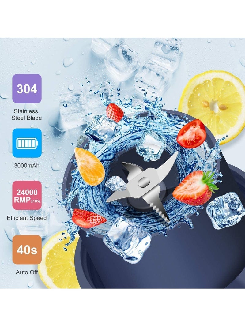 Mini Portable Blender Personal Blender 350ml Smoothie Shake Maker Fruit Juice Cup with Four Blades Handheld Juicer Machine 3000mAh Rechargeable 24000rpmormin for HomeorOffice