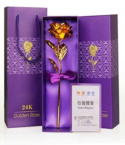 24K Gold Plated Rose Flower With Gift Box Gold 26 x 9centimeter