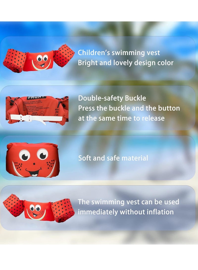 Toddler Swim Vest for Kids 1-5 Years Old 30-55 lbs Boy and Girl Learn-to-Swim Adjustable Strap Swimming Jacket Water Wings for with Cute Cartoon Children's Swimming Pool