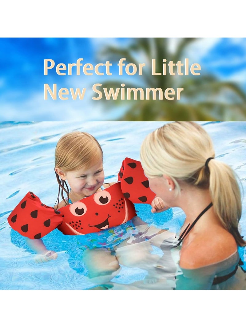 Toddler Swim Vest for Kids 1-5 Years Old 30-55 lbs Boy and Girl Learn-to-Swim Adjustable Strap Swimming Jacket Water Wings for with Cute Cartoon Children's Swimming Pool