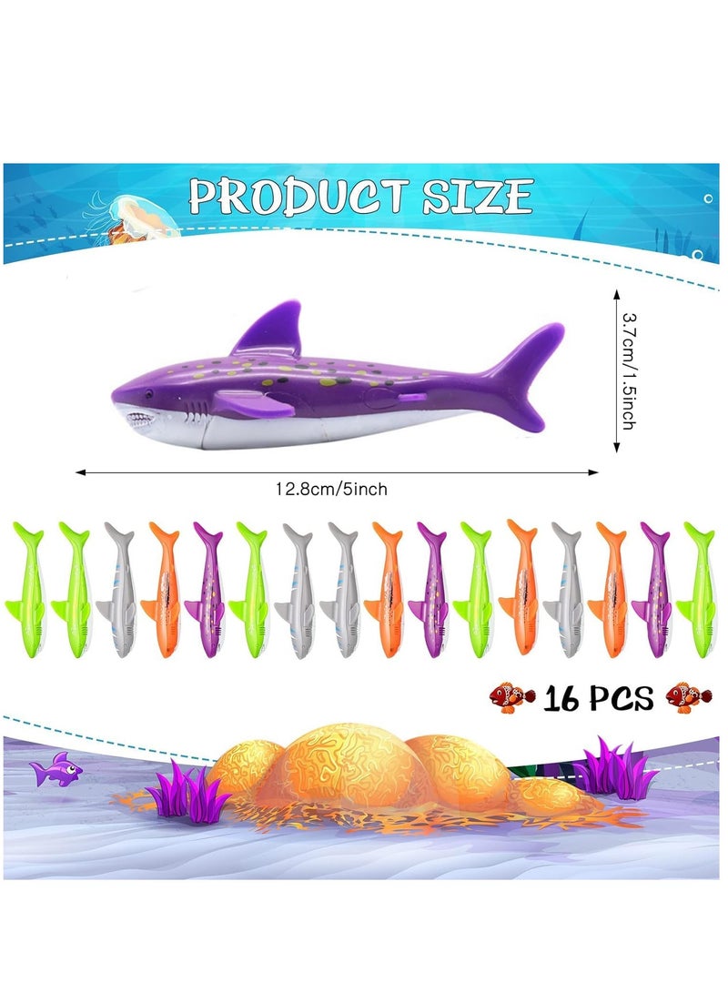 Diving Torpedo Pool Toy, Underwater Diving Toy for Kids Gliding up to 20 Feet Throwing Diving Toys Shark Torpedo Swimming Toys, Sinking Torpedo for Under The Sea Party 16 Pcs